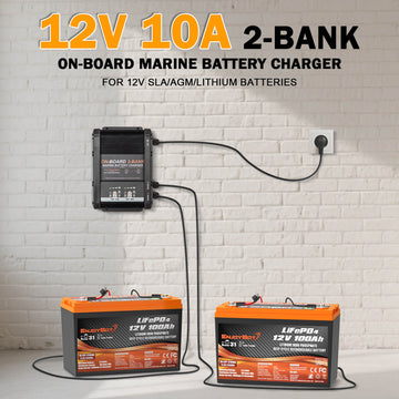 Enjoybot 2 Bank 12V 10A On-Board Marine Battery Charger